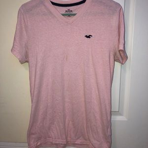 Pink hollister v neck tee , small